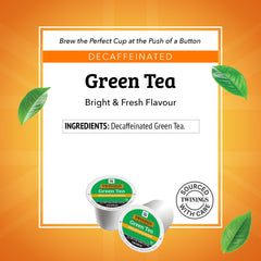 Close-up of Twinings K-Cup pod top displaying brand and freshness benefit