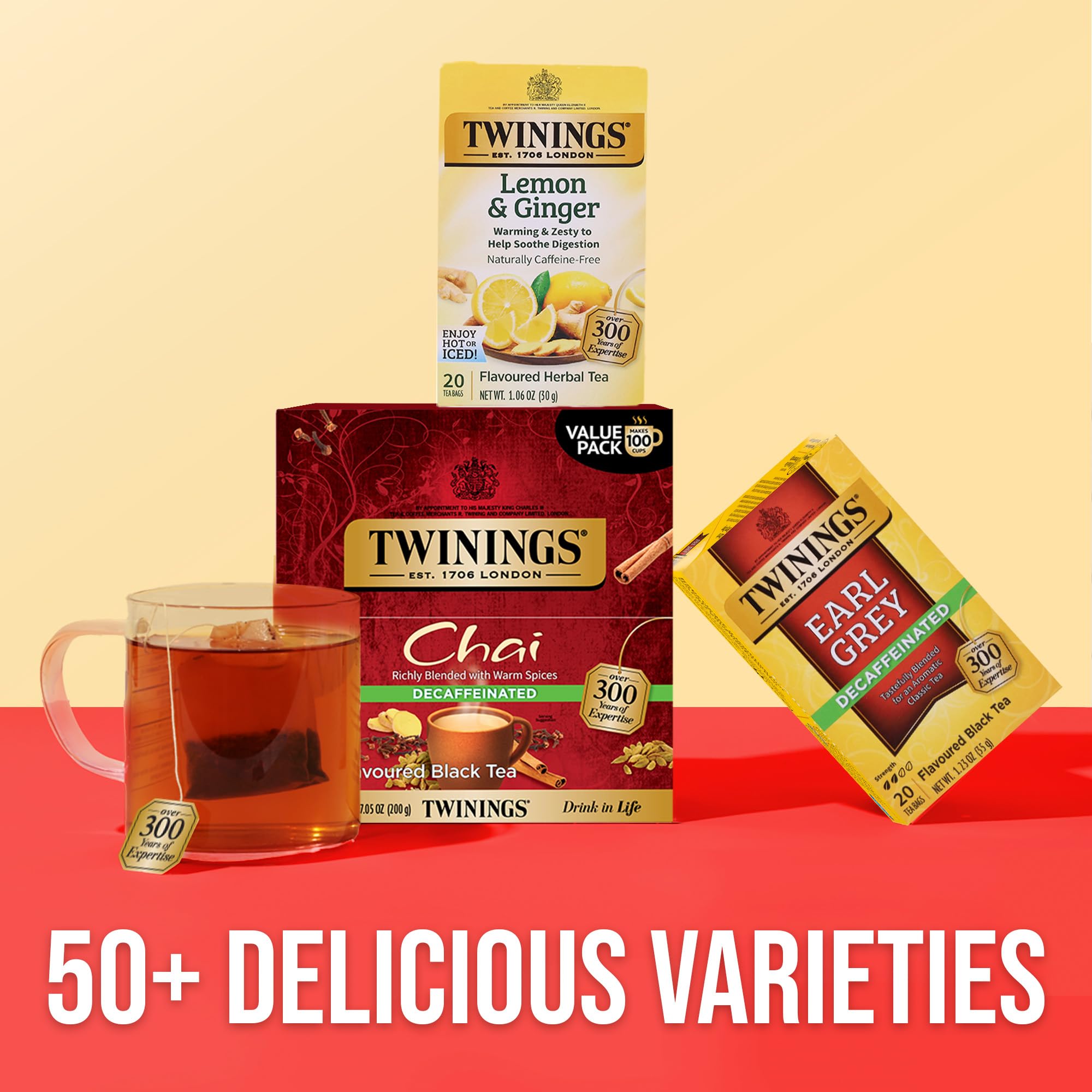 Twinings box held in hand for scale, showing 100-count value and compact packaging