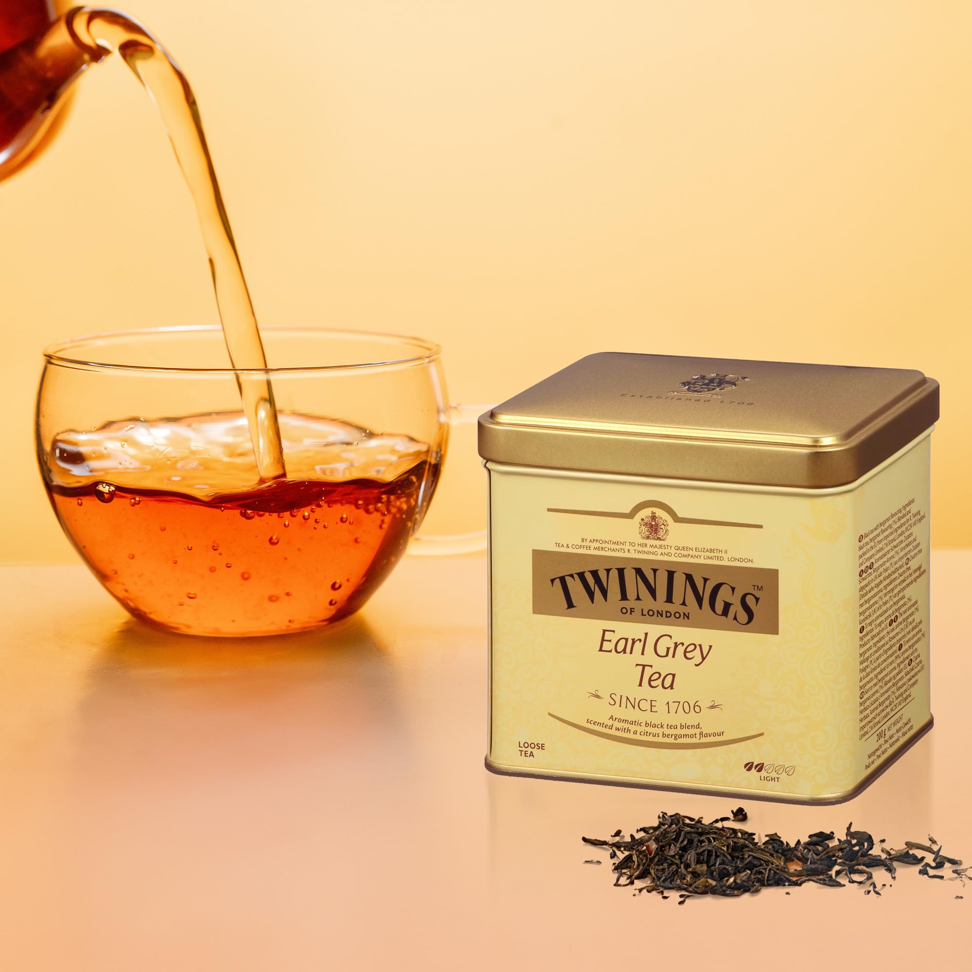 Twinings brewed cup showing pale-gold infusion and aromatic appeal