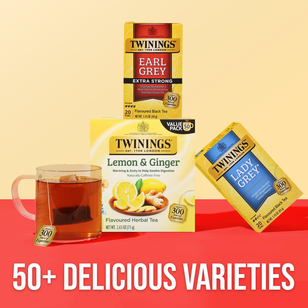 Twinings tea on a breakfast table, showcasing Extra Strong Earl Grey enhancing mornings