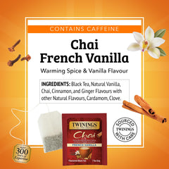 Iced Twinings French Vanilla Chai in glass showcasing refreshing chilled appeal