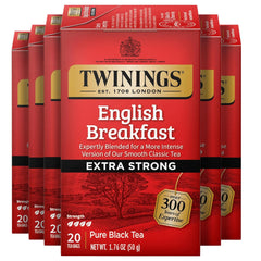 Twinings front box showing six 20-count packs for convenience