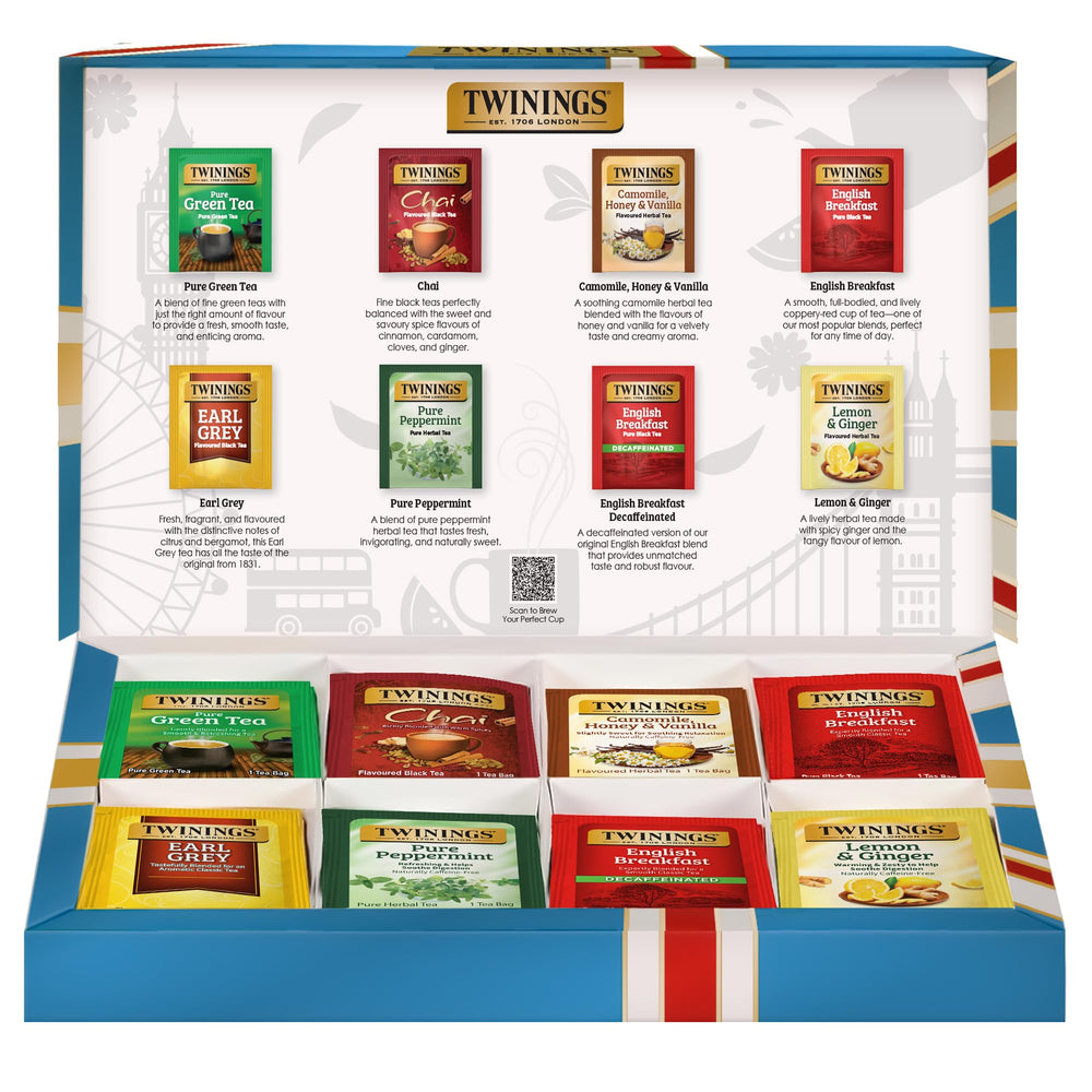 Twinings front packaging showing classic collection and gift-ready design benefits gifting