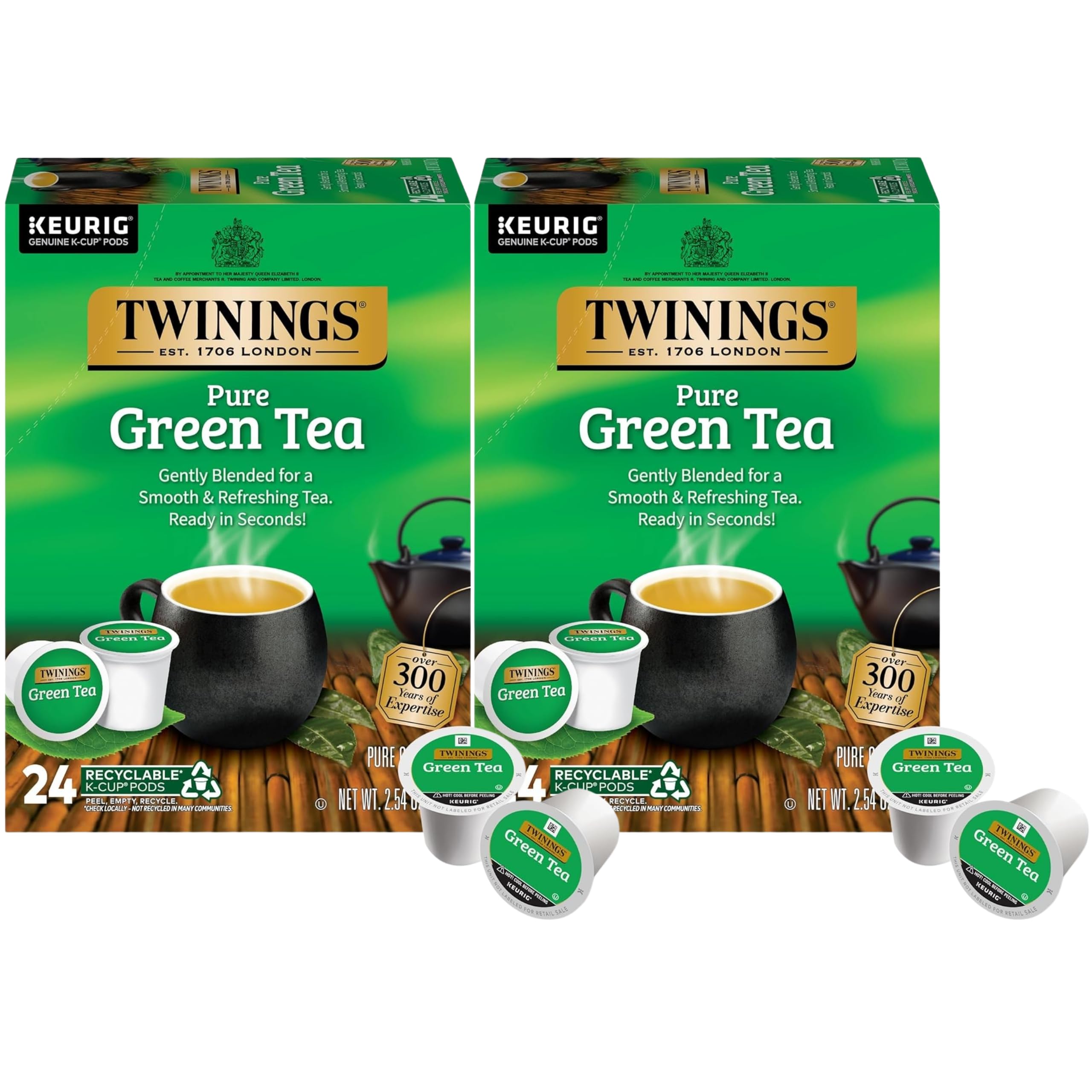 Twinings front packaging showing two boxes and product count benefit