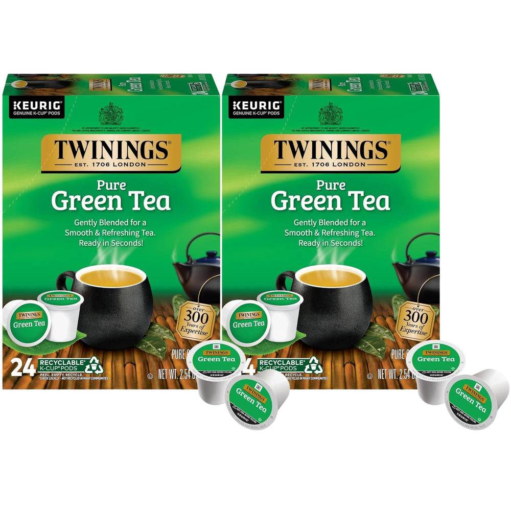 Twinings front packaging showing two boxes and product count benefit