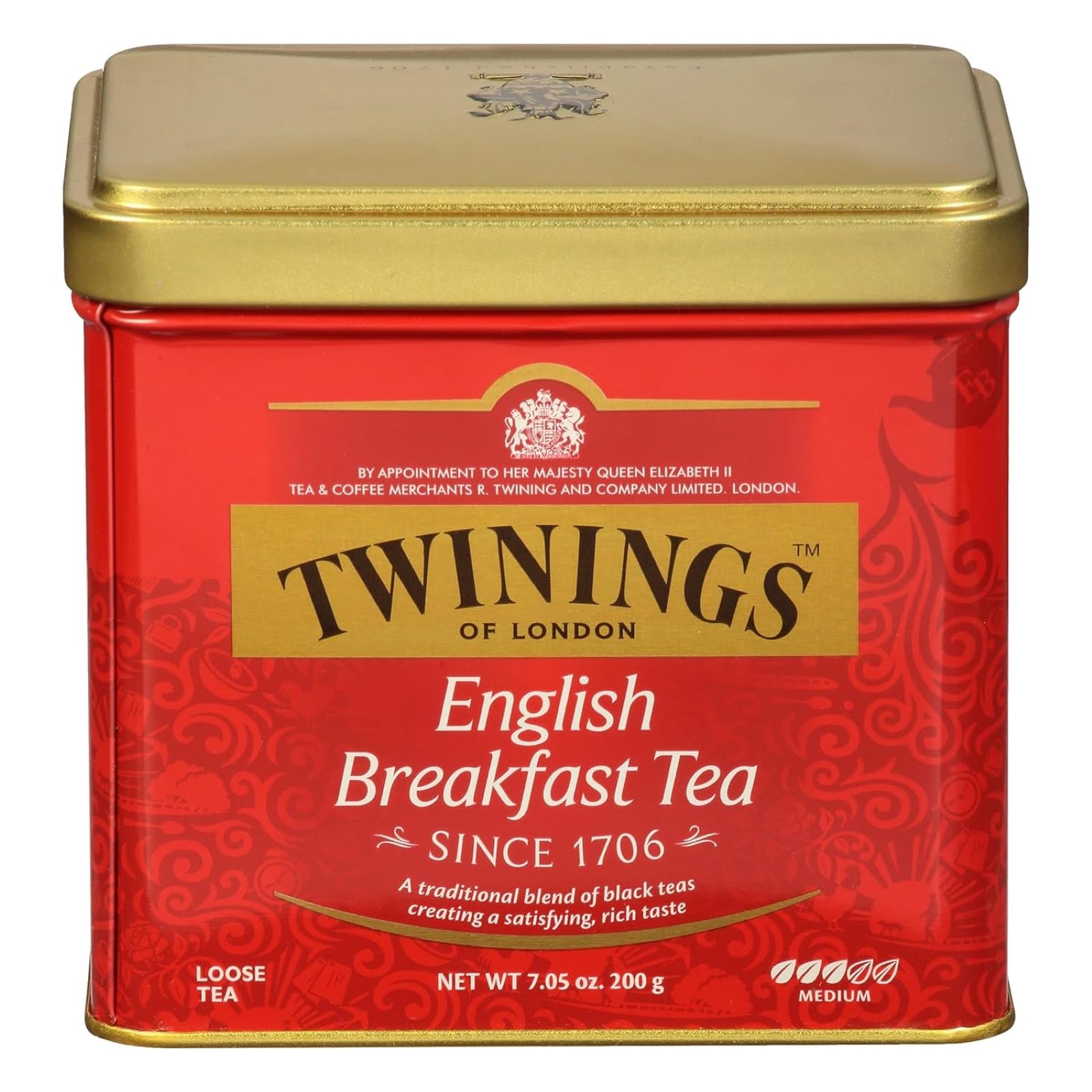 Twinings front tin showing brand and secure metal lid for freshness