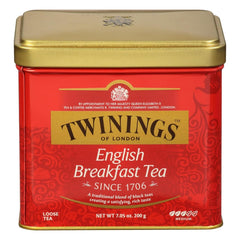Twinings front tin showing brand and secure metal lid for freshness