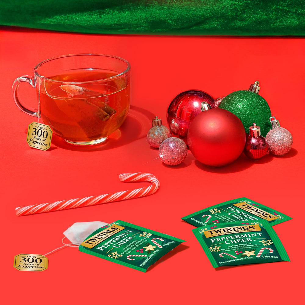 Twinings holiday assortment arranged in gift basket to illustrate easy seasonal gifting