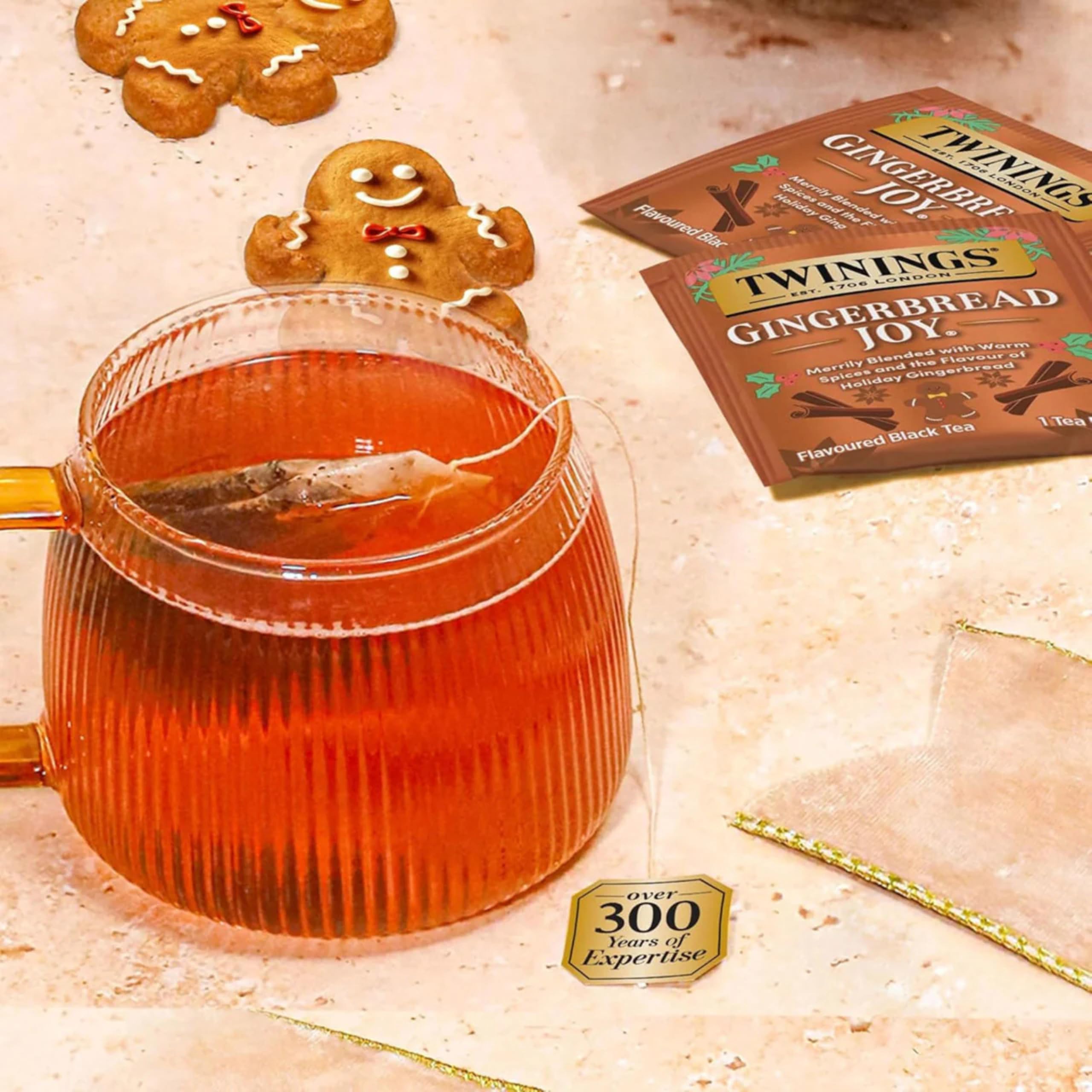 Twinings individually wrapped tea bags laid out to show freshness and on-the-go convenience