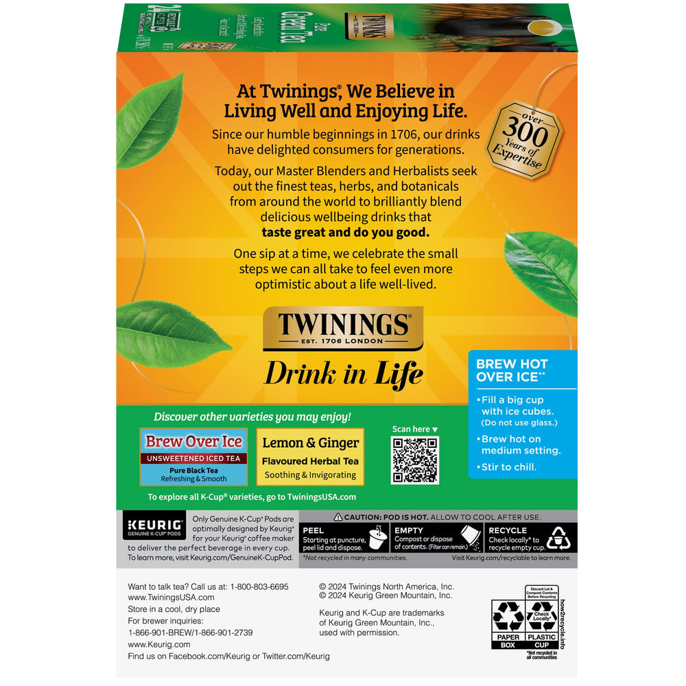 Twinings ingredients label and sourcing info shows transparency benefit