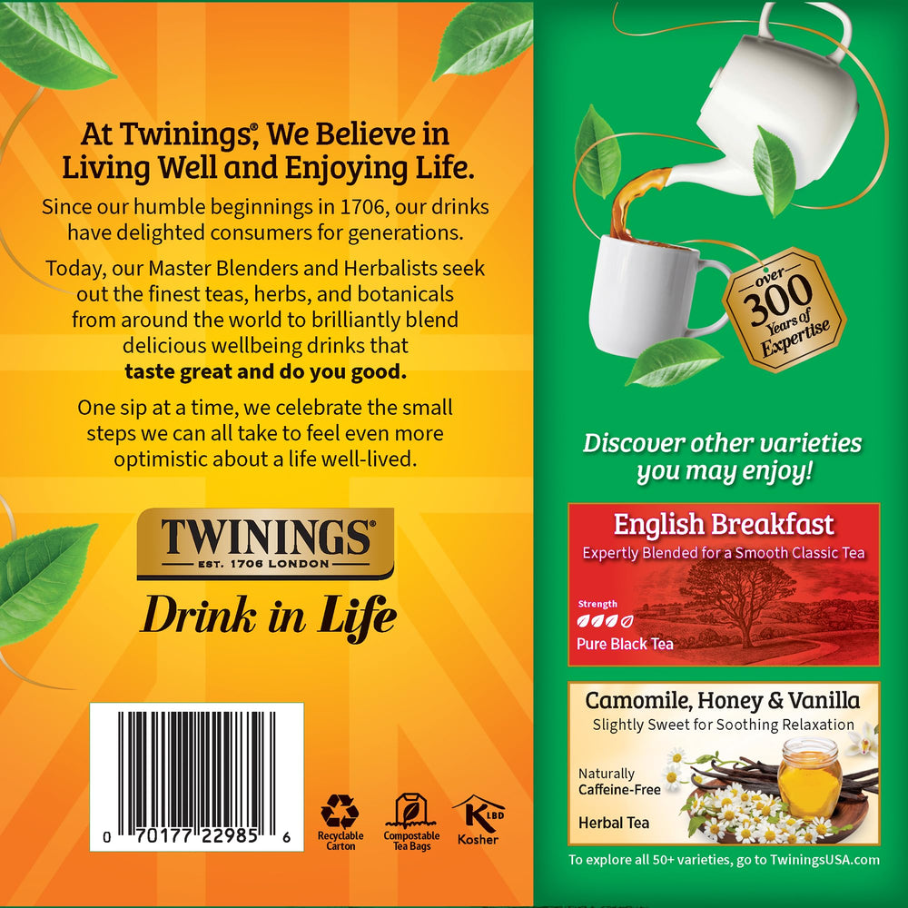 Twinings tea bag steeping in mug demonstrating easy single-serve brewing