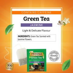 Steaming cup of Twinings jasmine tea poured for a fragrant, soothing sip