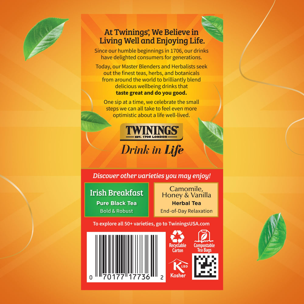 Twinings product label and nutrition panel showing sourcing info