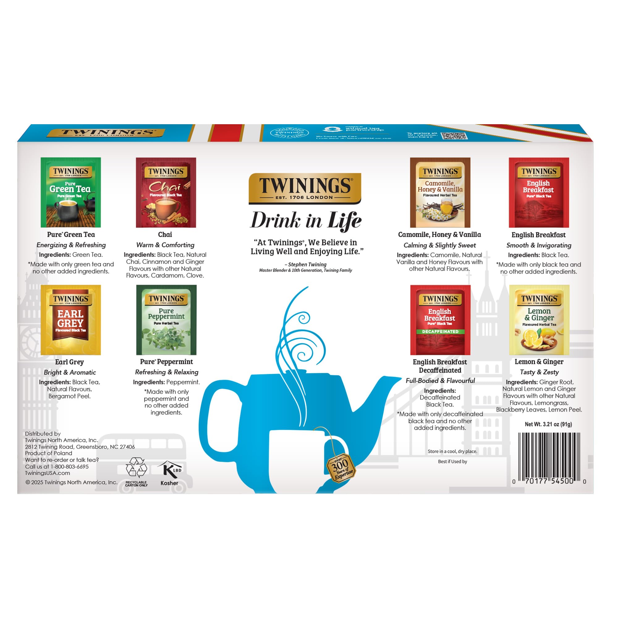 Twinings gift box on table in lifestyle scene emphasizing attractive presentation