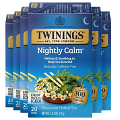Twinings Nightly Calm front box showing branding and 20-count pack, helps identify product