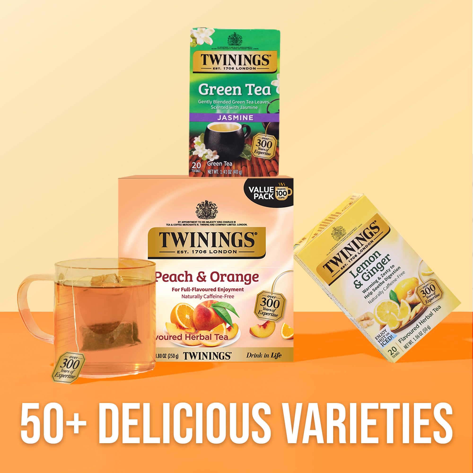 Twinings pack beside a ruler showing scale and value per pack