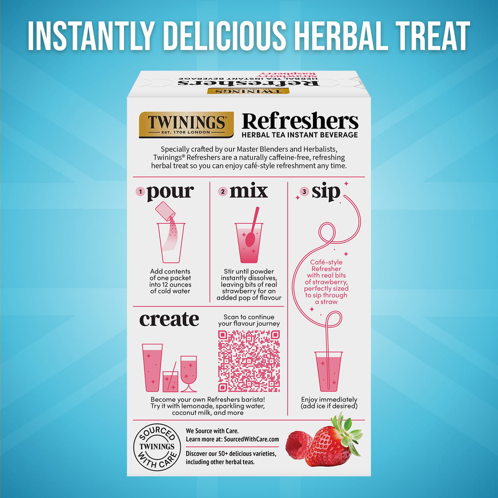 Twinings packet held in hand for scale showing compact portability benefit