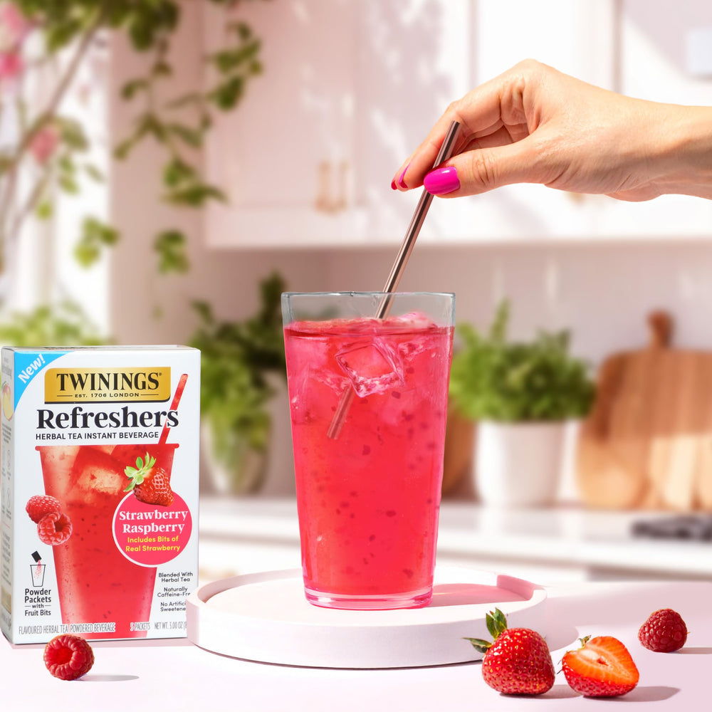 Twinings visible strawberry bits close-up showing natural fruit for added texture