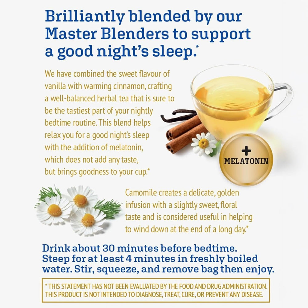 Twinings row of sealed tea bags laid out, easy single-serve convenience emphasized