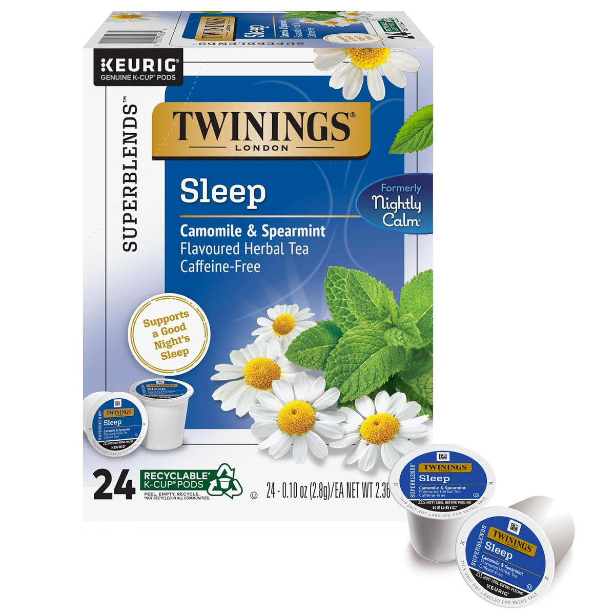 Twinings Sleep K-Cup box front view showing 24-count pack and branding for easy purchase