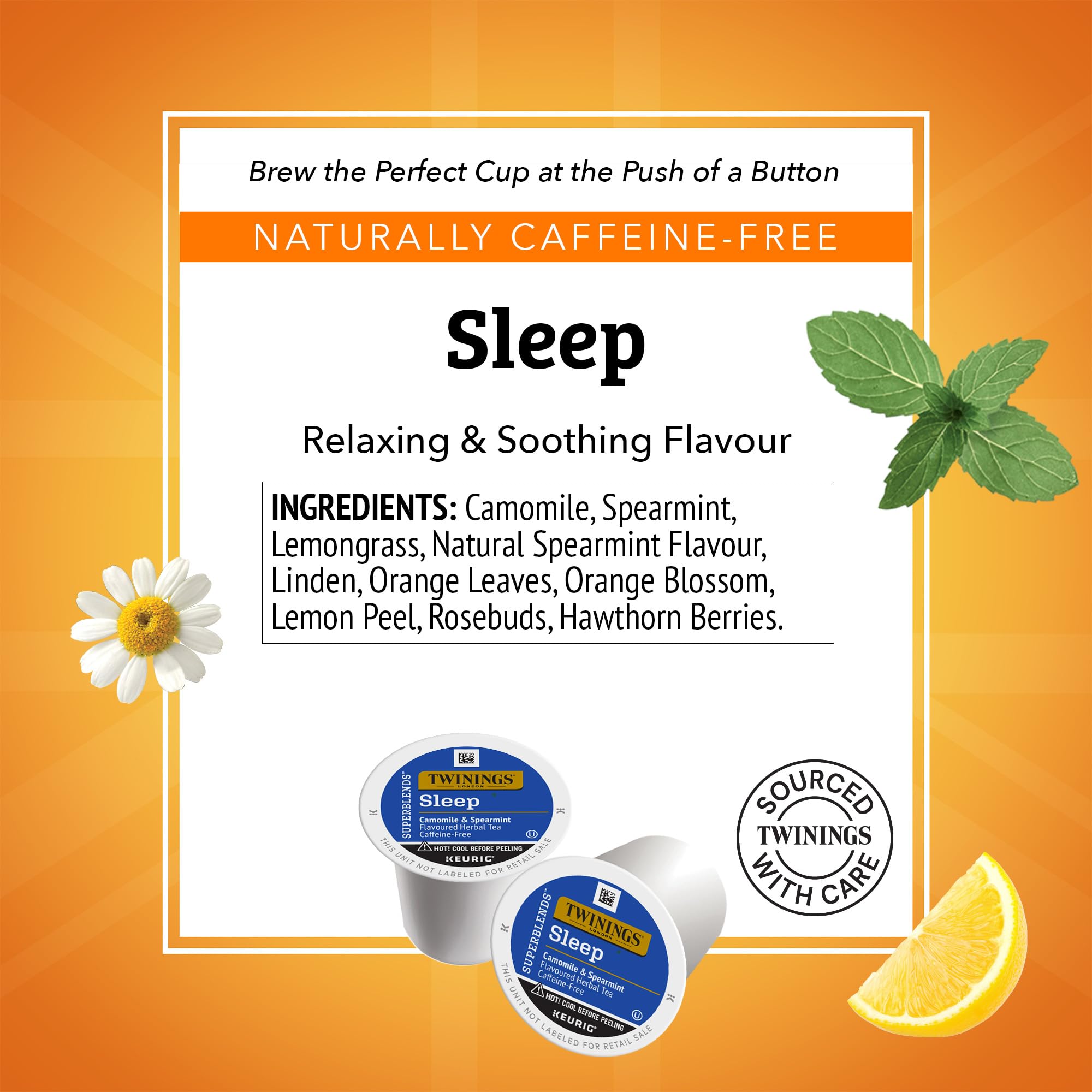 Twinings Sleep K-Cup pod close-up illustrating pod detail and quick single-serve convenience