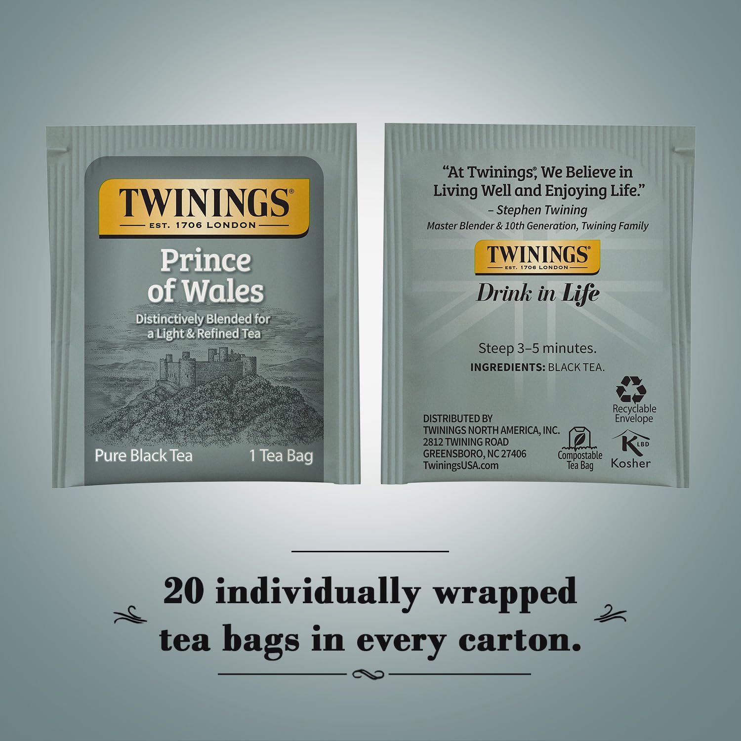 Close-up of Twinings tea bag texture highlighting quality leaves and aroma preservation
