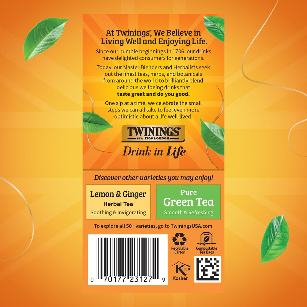 Twinings tea bag in hand demonstrating portion size and portability benefit