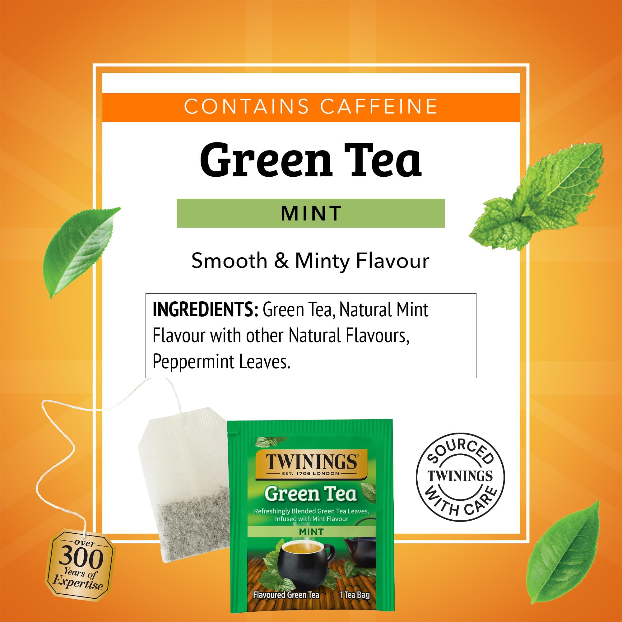 Twinings open box displaying neatly arranged sealed tea bags for convenience