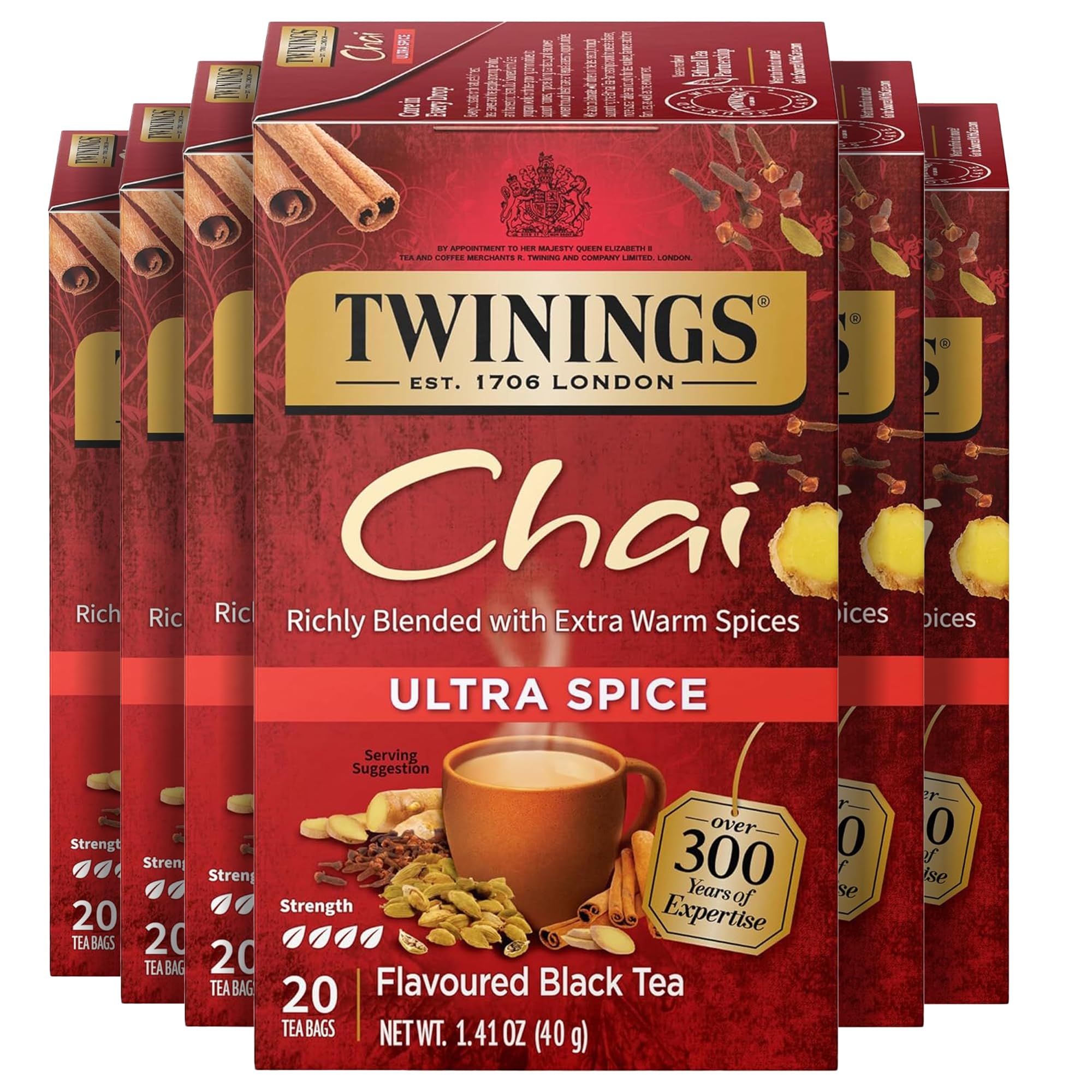 Twinings front box showing Ultra Spice Chai for pantry convenience