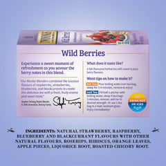 Cup of brewed Twinings Wild Berries tea releasing aromatic berry scents for enjoyment