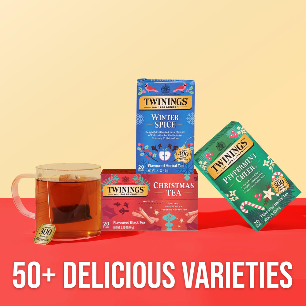 Twinings tea in a mug on a holiday table highlighting cozy seasonal enjoyment