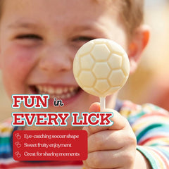Twinkle Bites lollipops arranged on party table enhancing soccer-themed décor