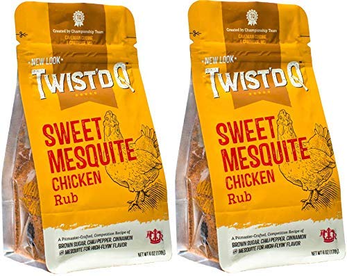 Twist'd Q front packaging showing the sweet mesquite rub and flavorful seasoning