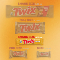 TWIX bar in hand demonstrating 0.75 oz size and easy on-the-go portion