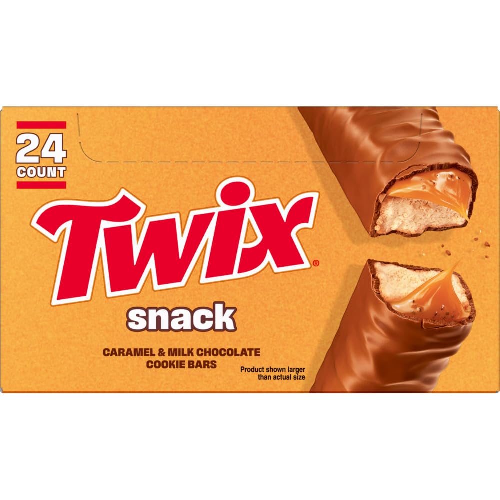 TWIX front packaging showing 24 snack bars and convenient box design