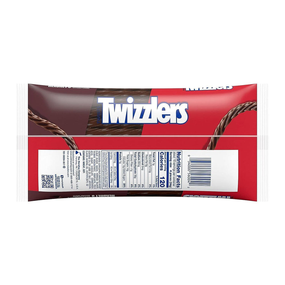 Close-up of Twizzlers chocolate twist texture highlighting chewy consistency