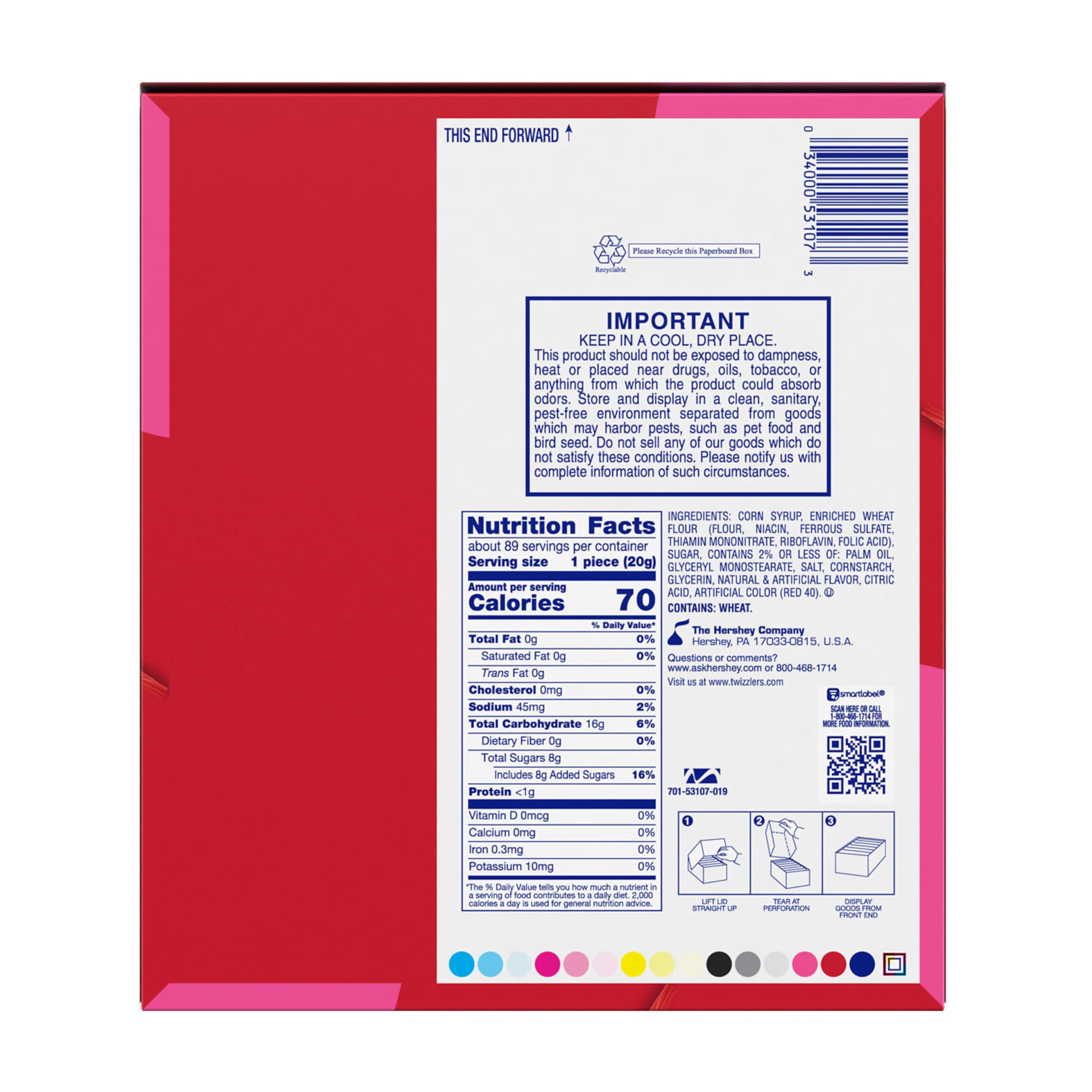 Twizzlers open pack with cherry strands visible, playful peel-and-share benefit