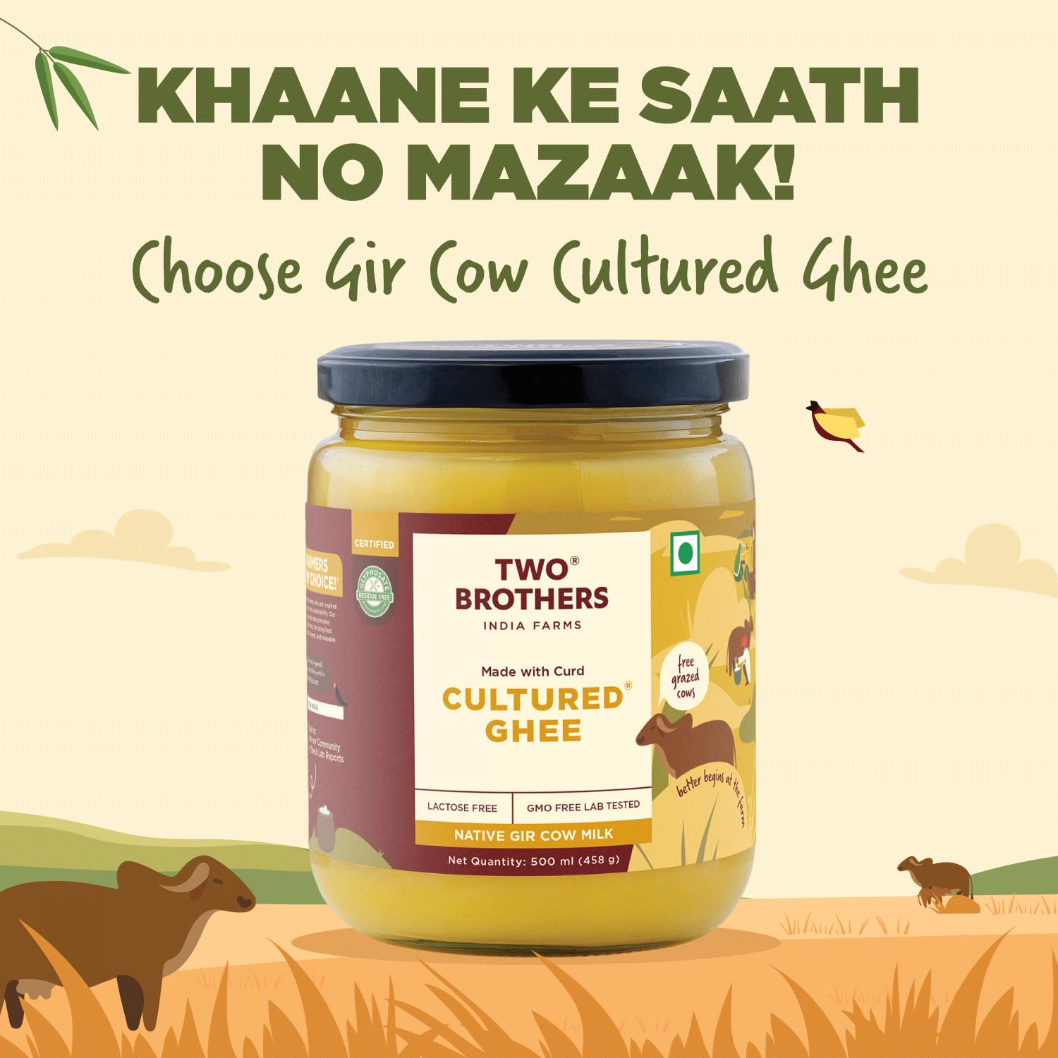 Two Brothers India Farms spoonful close-up showing smooth rich texture benefit