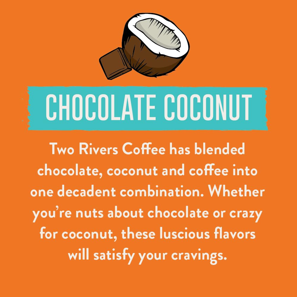 Two Rivers brewed cup top view with crema, illustrating chocolate coconut aroma