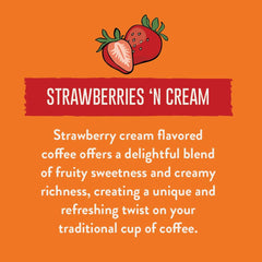 Two Rivers Coffee brewed cup steaming with strawberry aroma benefit