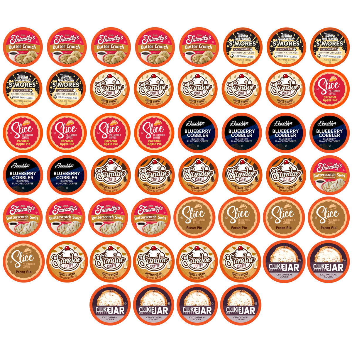 Two Rivers Coffee front packaging showing the 52-count assortment and variety benefits