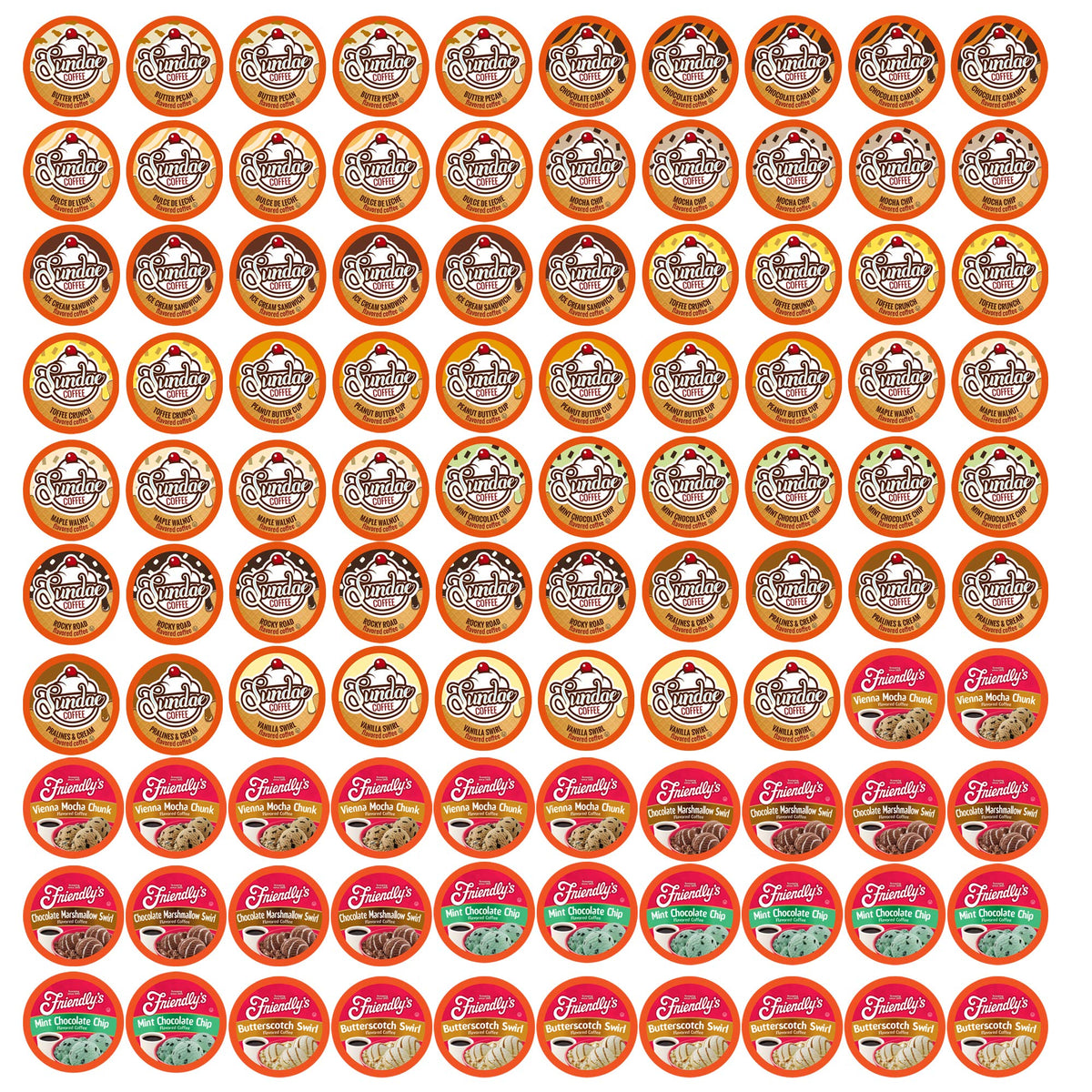 Two Rivers Coffee front packaging showing 100-count sampler benefits