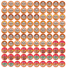 Two Rivers Coffee front packaging showing 100-count sampler benefits