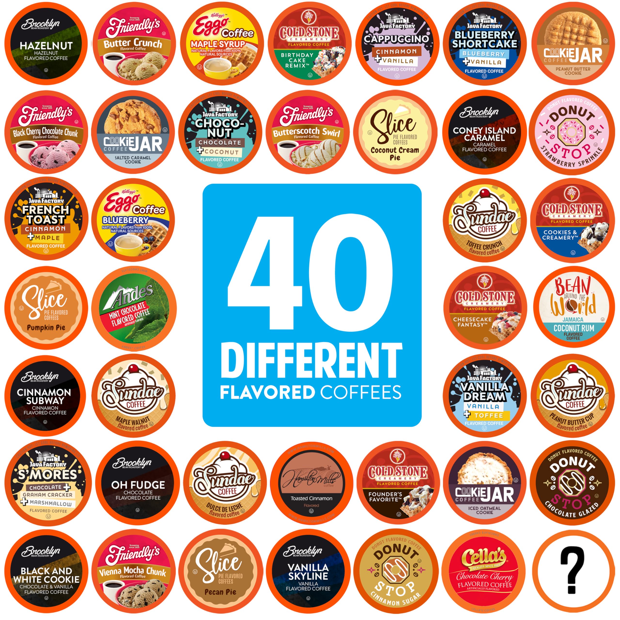 Two Rivers Coffee front packaging showing 40-count variety and label benefits