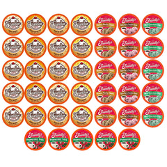 Two Rivers Coffee pack front view showing branding and 40-count variety benefits