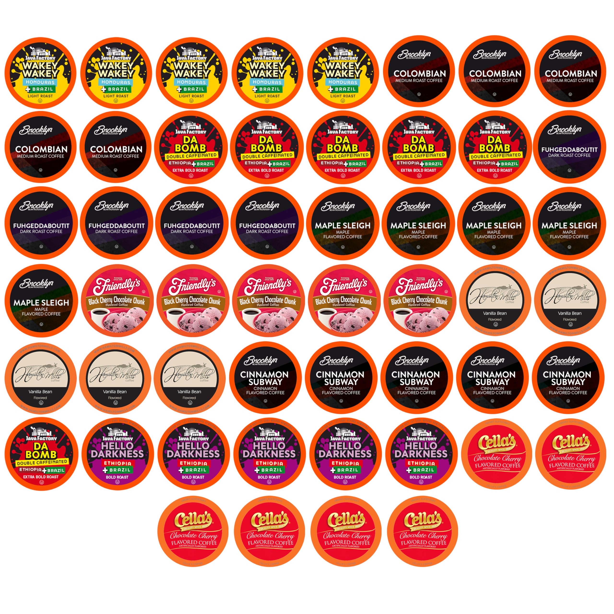 Two Rivers Coffee front box showing assortment and count for easy selection