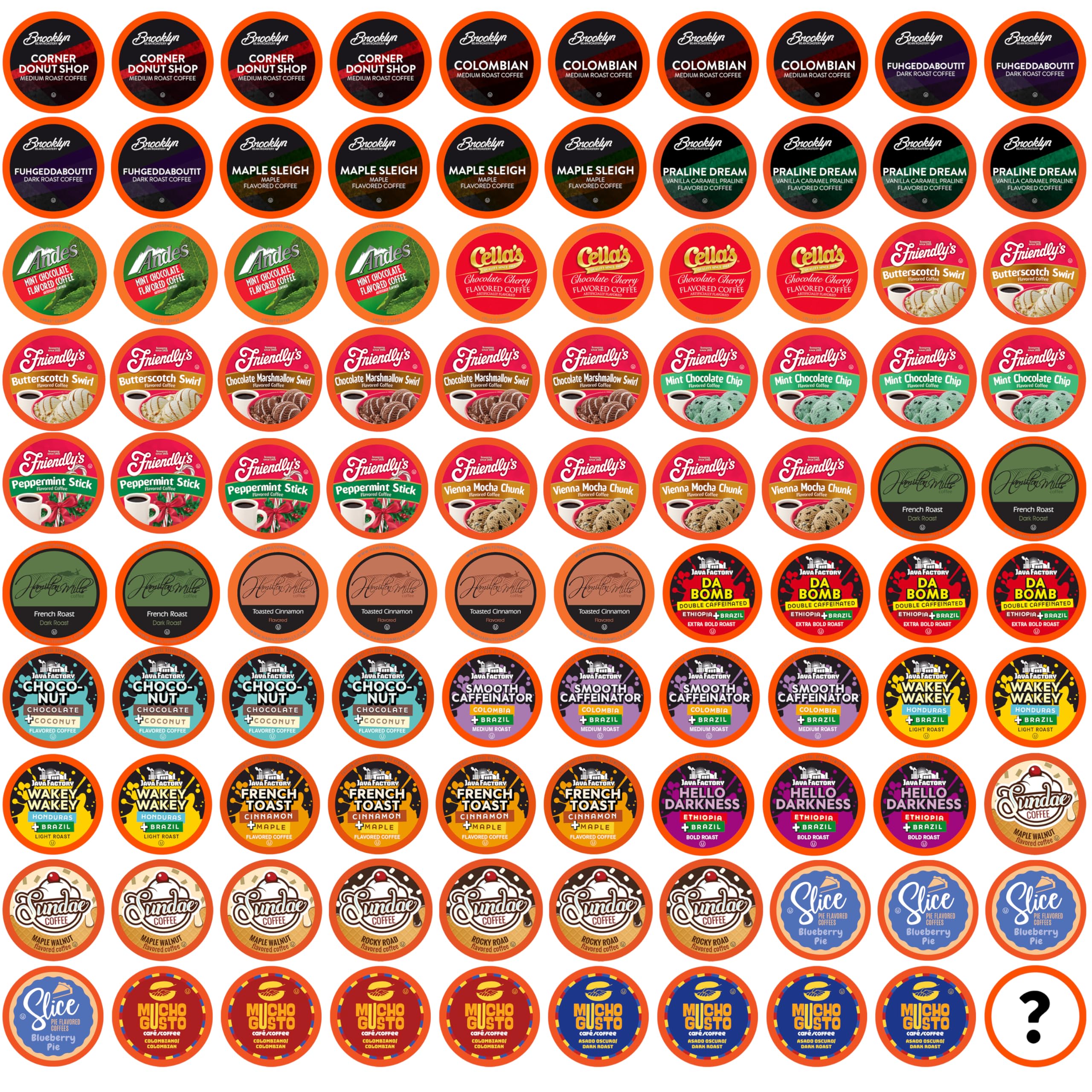 Two Rivers Coffee front packaging showing assortment and count for convenience