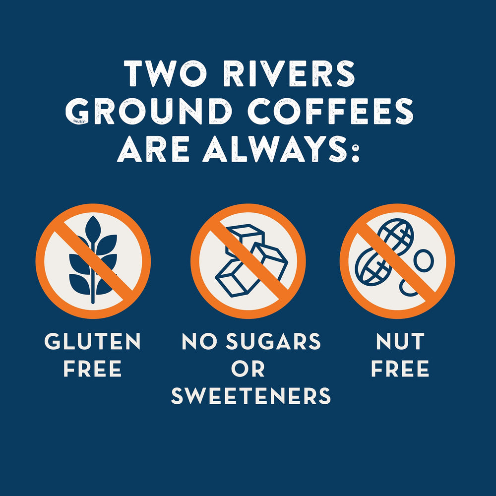 Two Rivers cup in a breakfast setting conveying flavorful morning treat and aroma