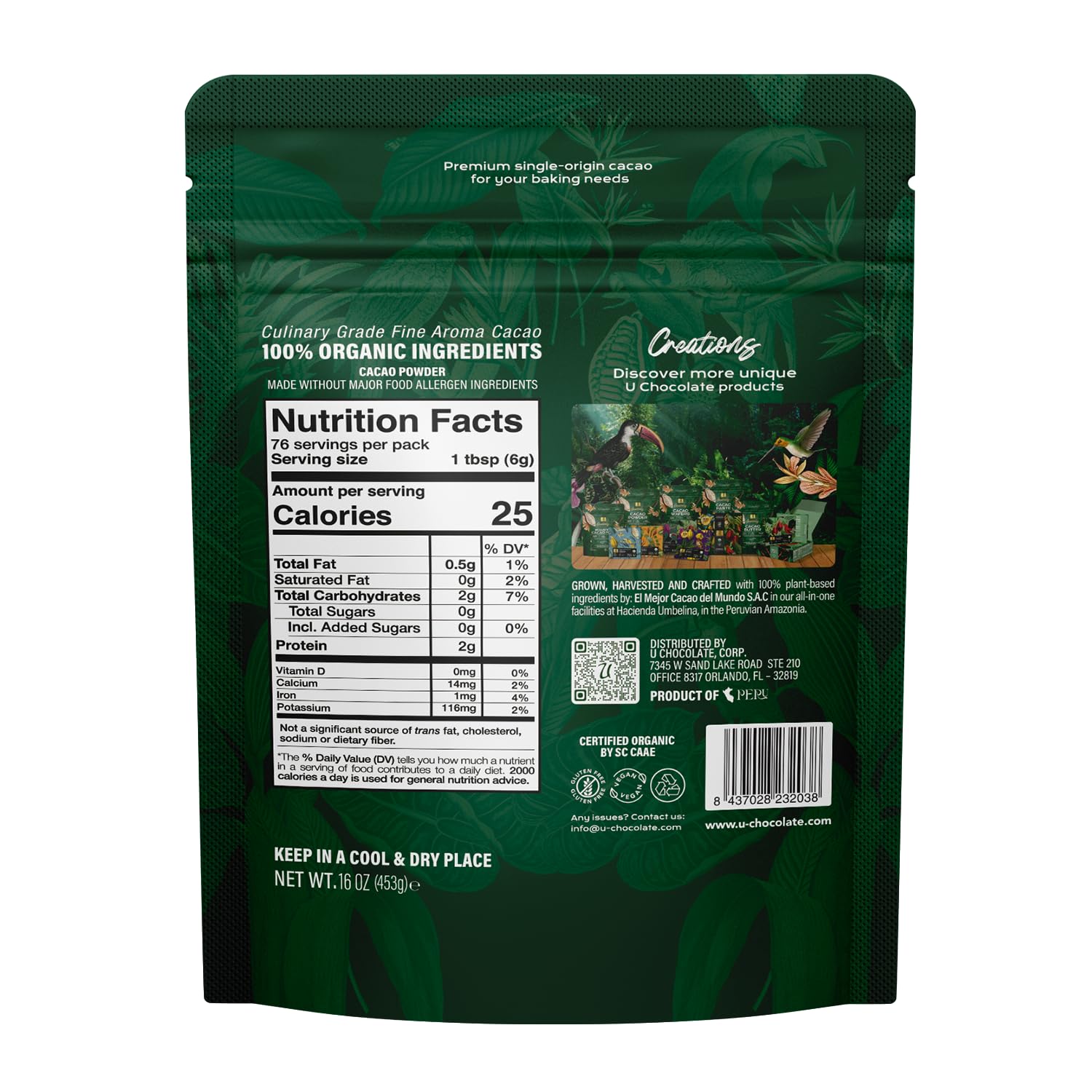 U brand bag label close-up showing USDA Organic and allergen-free benefit