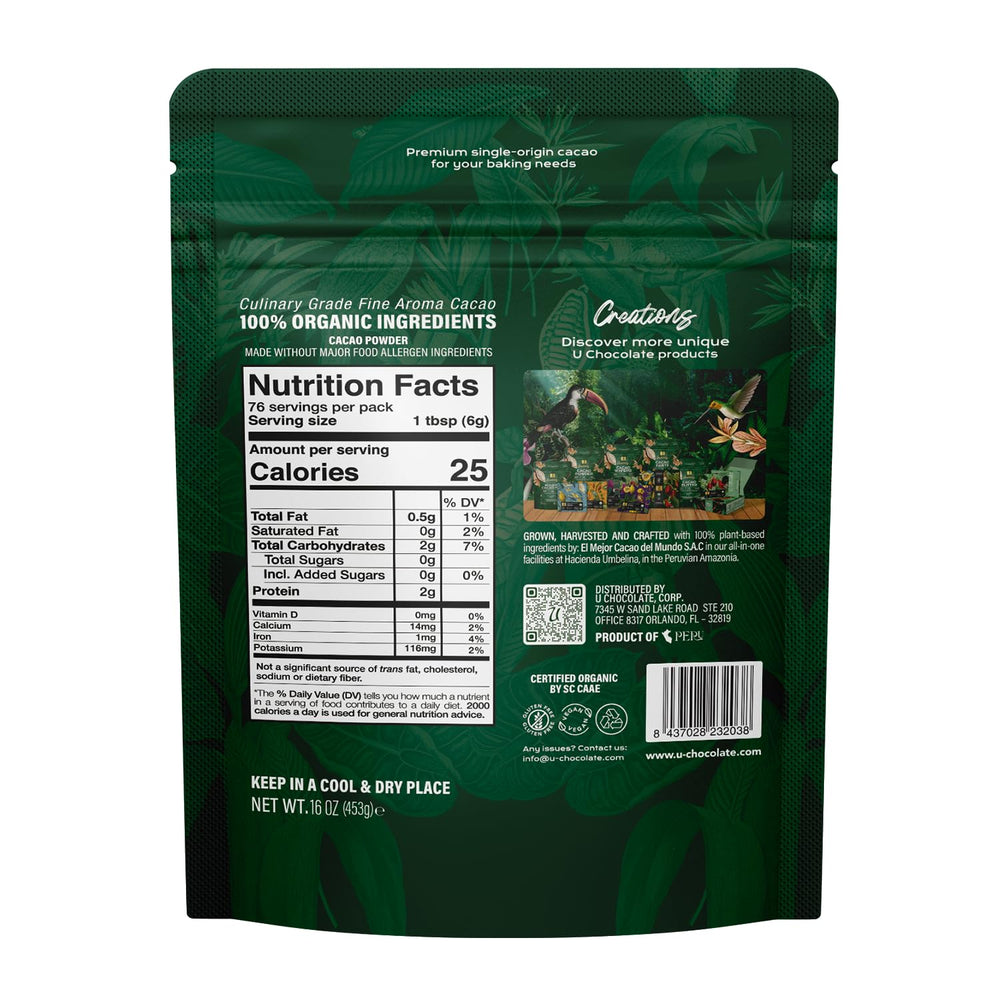 U brand bag label close-up showing USDA Organic and allergen-free benefit